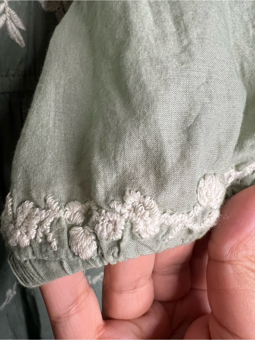 Lucky Brand Sage Green Floral Embroidered Cotton Boho Western Prairie Midi Dress - Picture 7 of 12